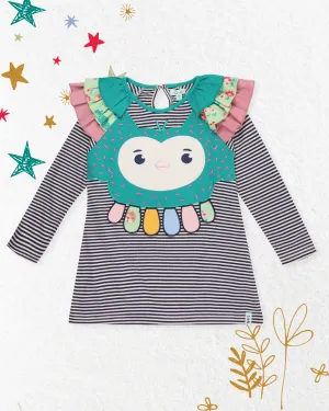 Multicoloured Owl Applique Dress