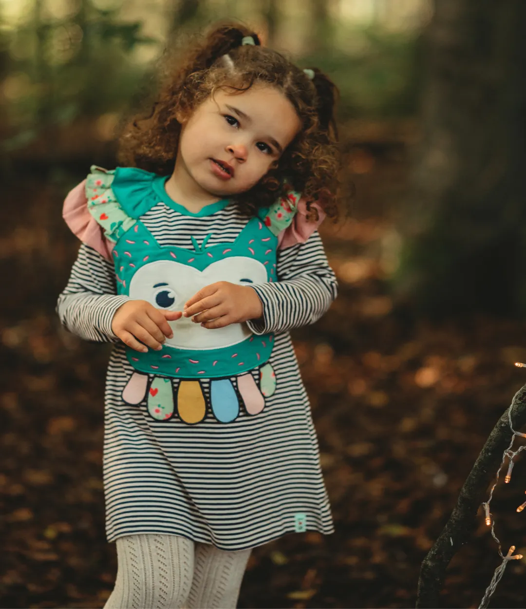Multicoloured Owl Applique Dress