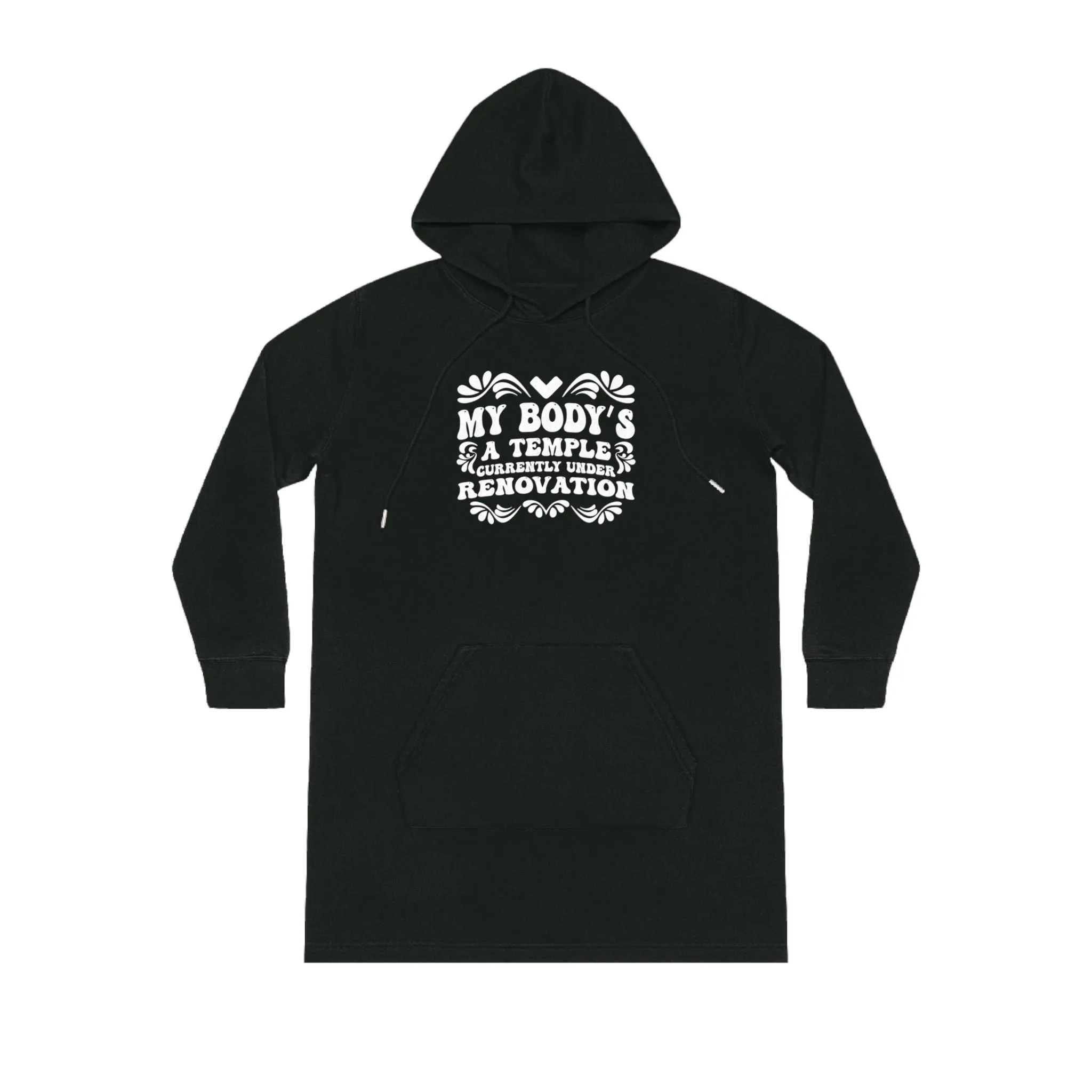 My Body's A Temple..., Women's Streeter Organic Hoodie Dress (Dark), Printed
