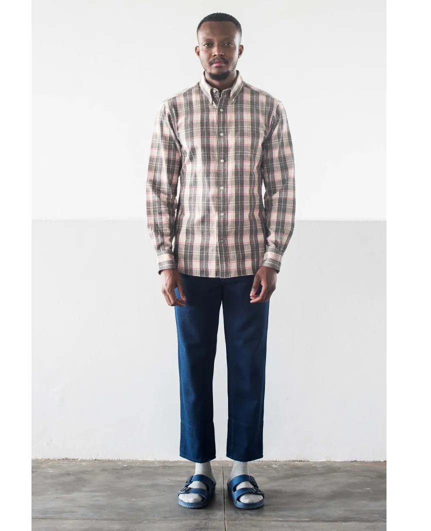 N°5 Classic Buttondown Collar LS Pink Black