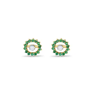 Natural Emerald Earring Jacket 14k Yellow Gold
