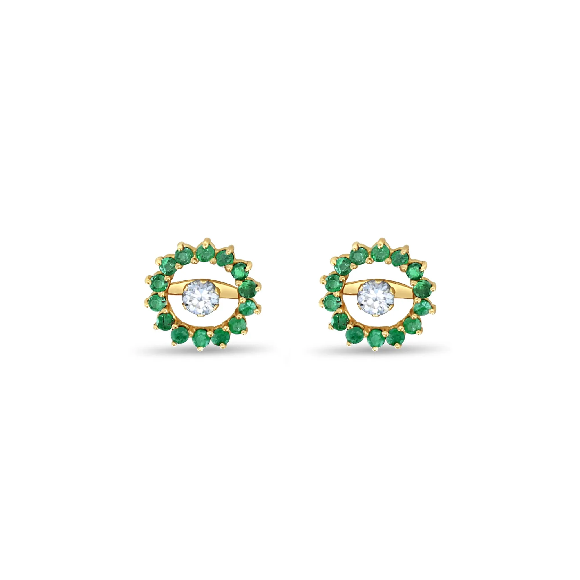 Natural Emerald Earring Jacket 14k Yellow Gold