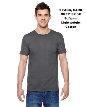 New Fruit of the Loom Sofspun® Crewneck T-Shirts, 2 Pack, Dark Grey, Sz 3X!