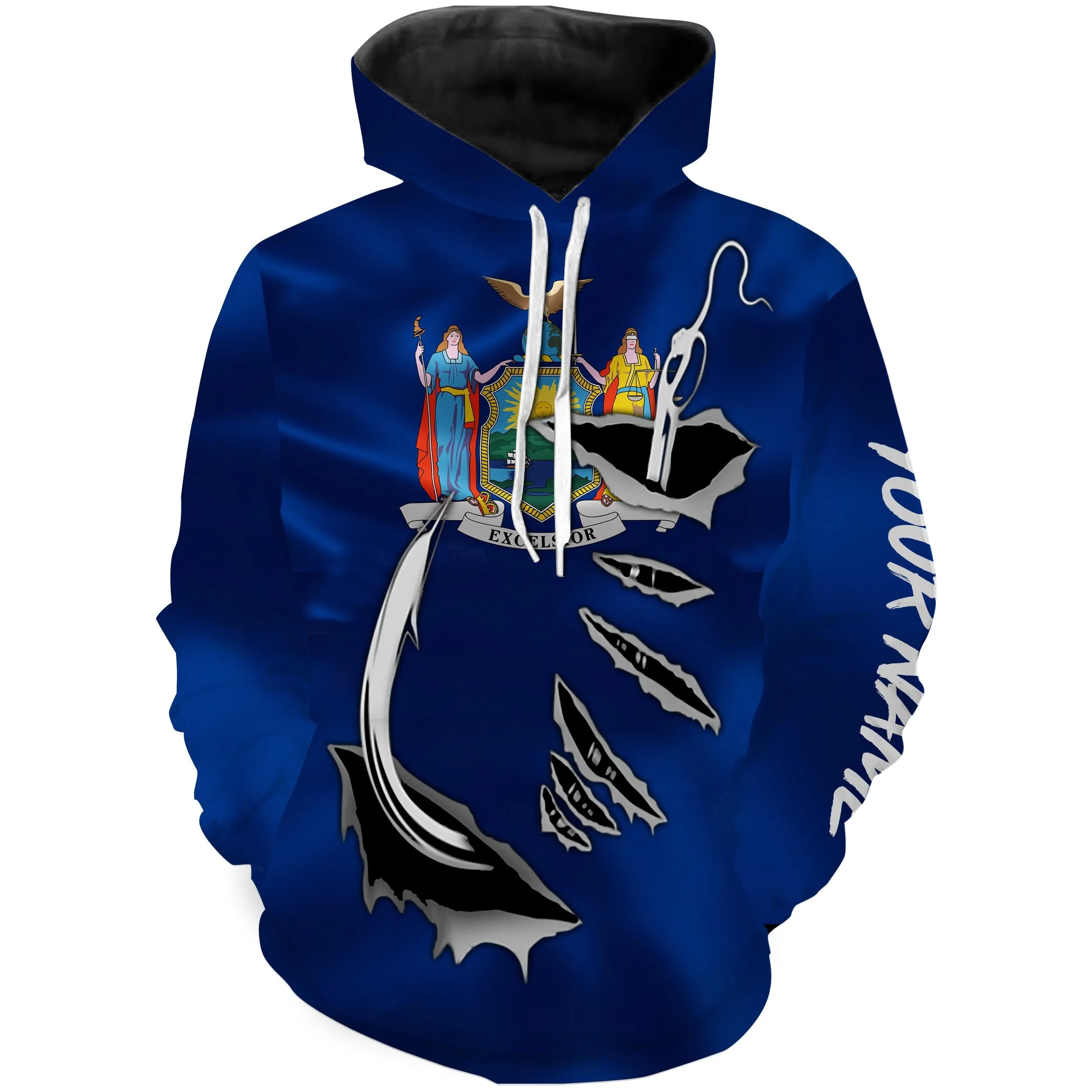 New York Fishing Flag 3D Fish Hook Custom All over print Hoodie Fishing Shirts  - HPW360