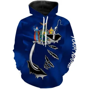 New York Fishing Flag 3D Fish Hook Custom All over print Hoodie Fishing Shirts  - HPW360