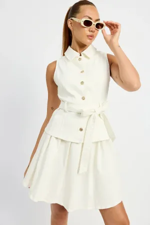 Oaklynn Denim Mini Dress (White)