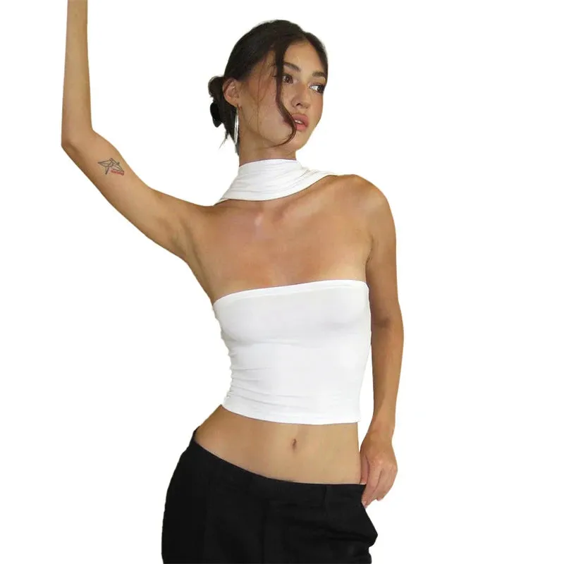 Obsidian Phoenix Strapless White Crop Top