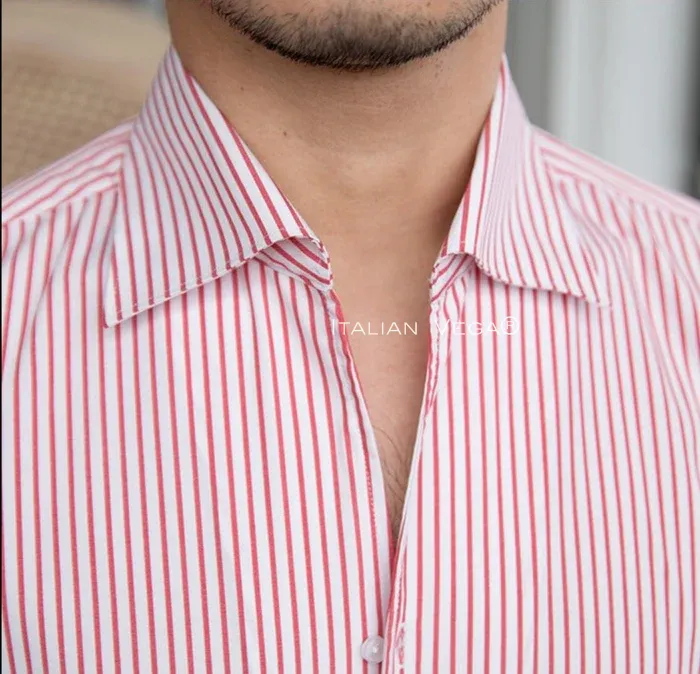 Old Money Crepe Stripe Shirt with Sky Blue Denim Signature Buttoned Gurkha Pant by ITALIAN VEGA®