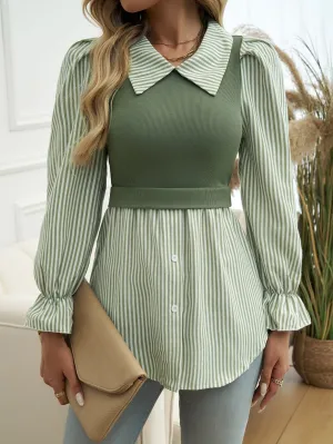 Olive Striped Towfer Styling Shirt