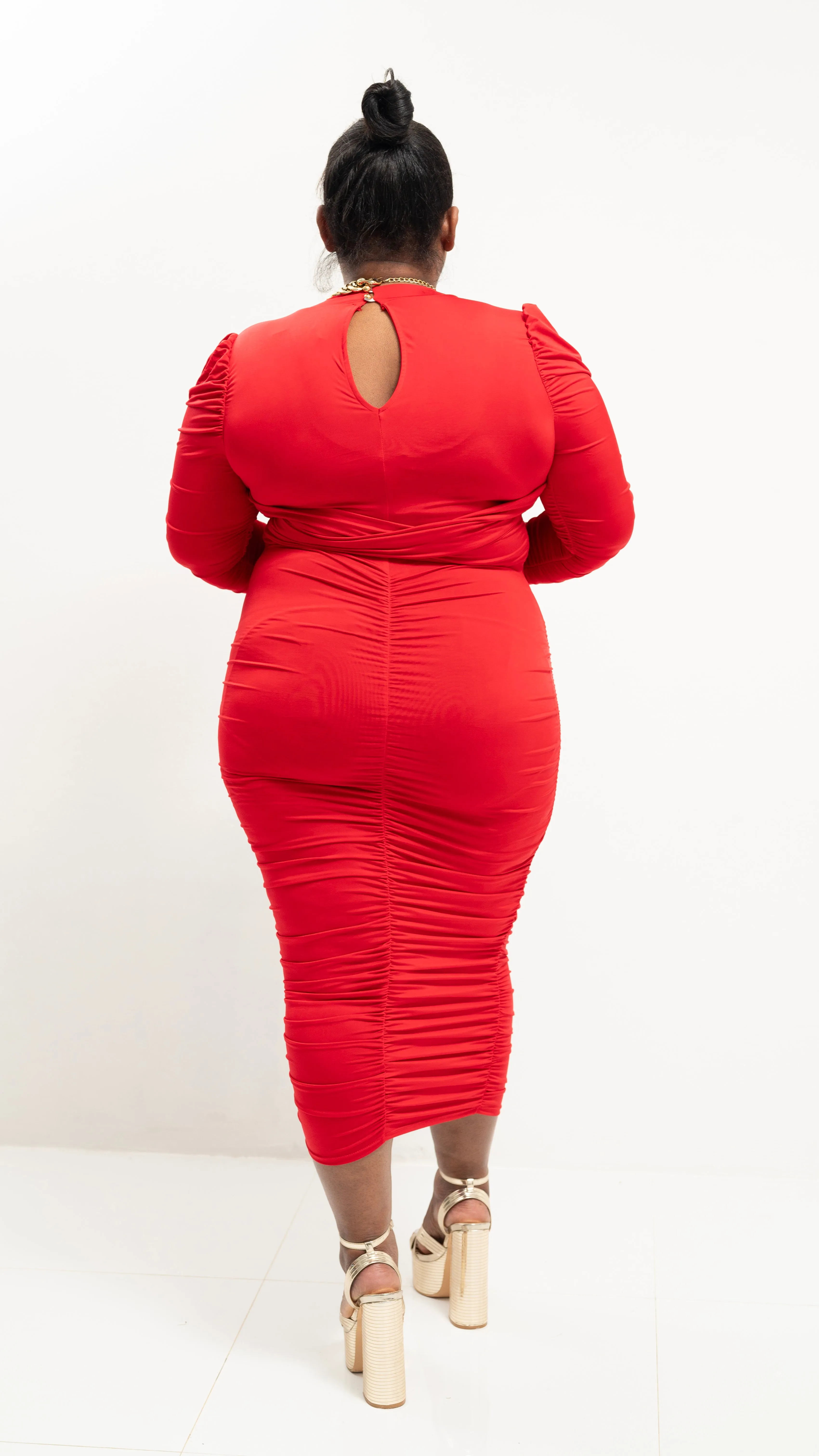 On Point Ruched Dress || Red