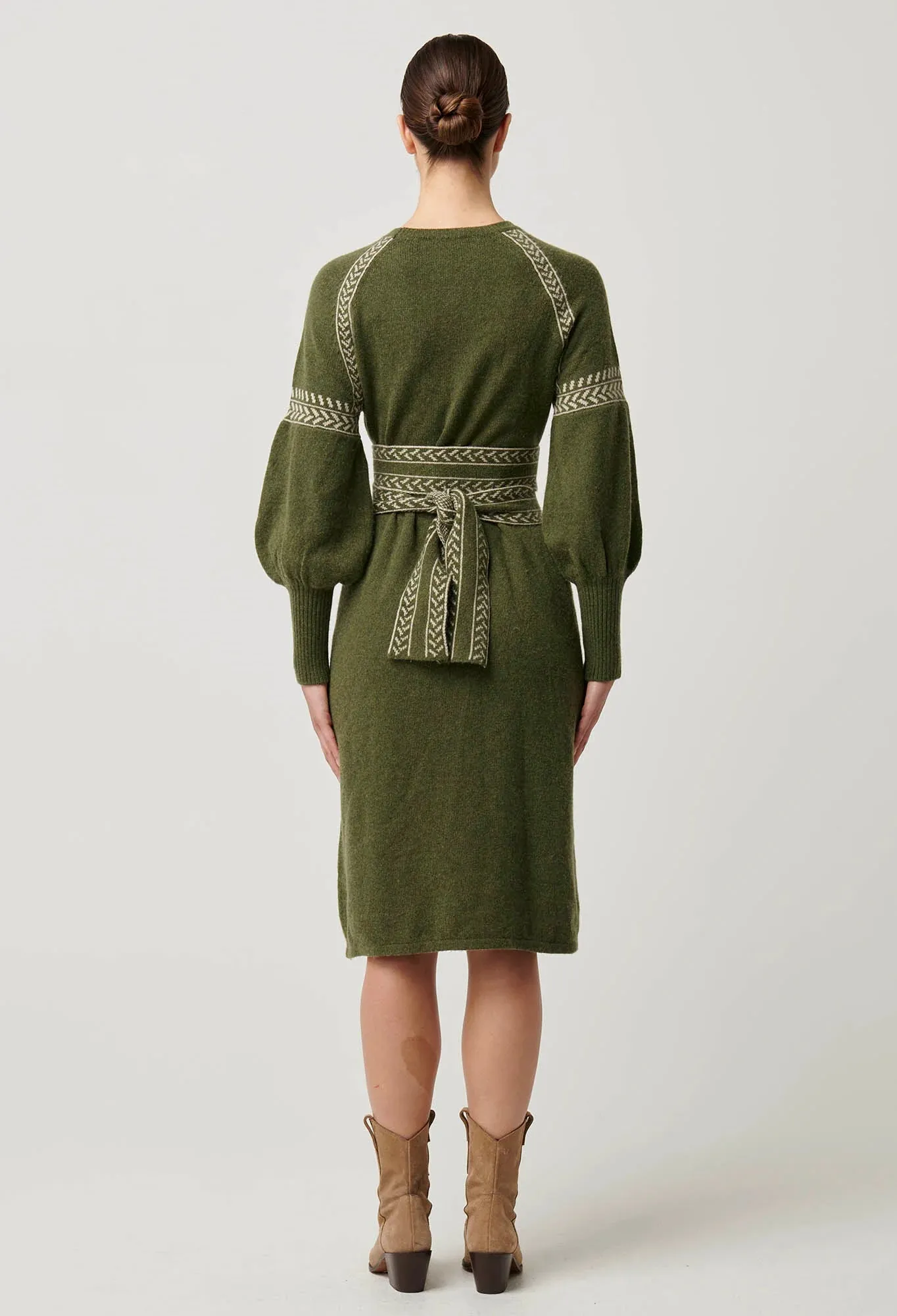 Once Was - Sierra Merino Wool Blend Knit Dress -  Moss
