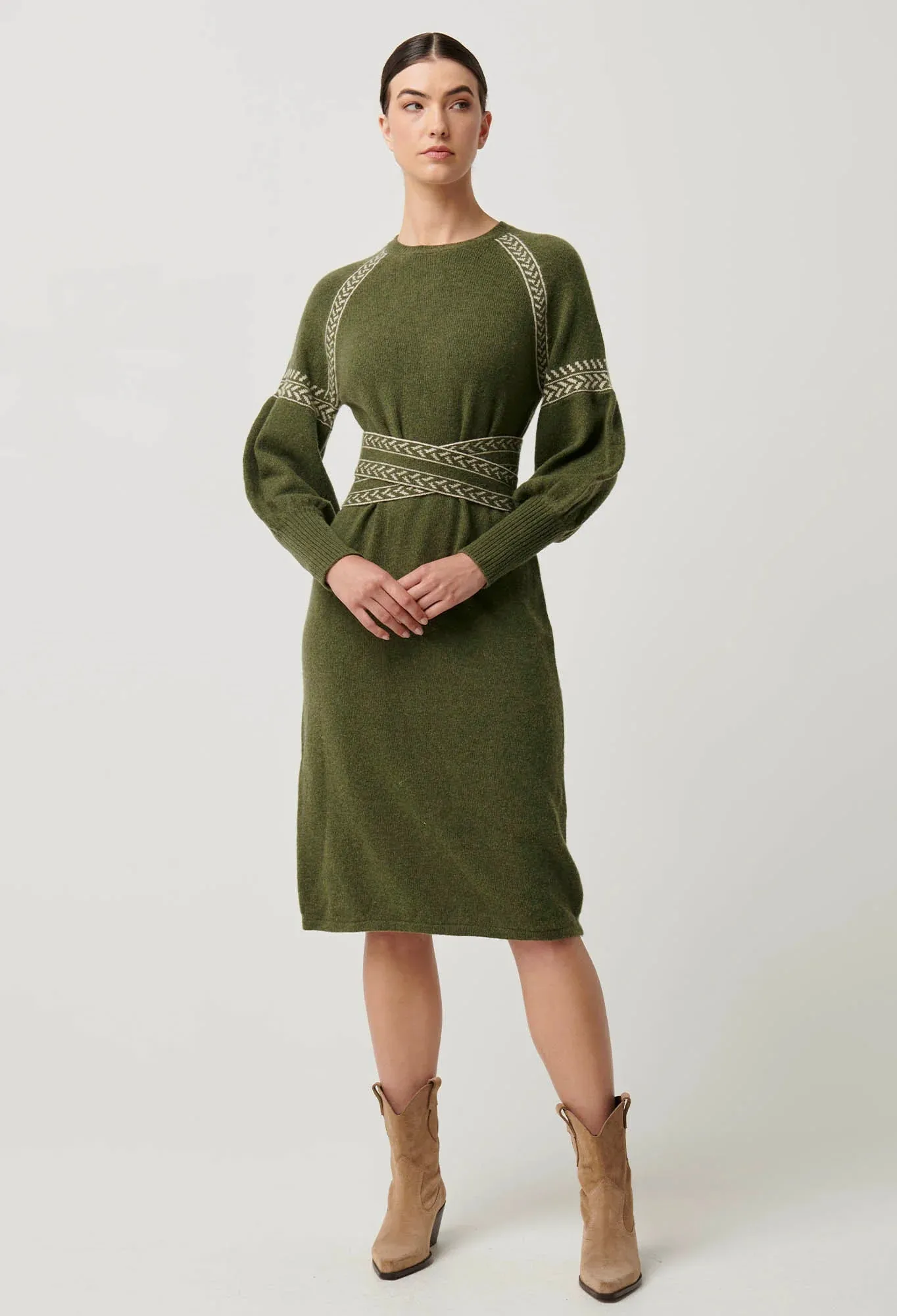 Once Was - Sierra Merino Wool Blend Knit Dress -  Moss