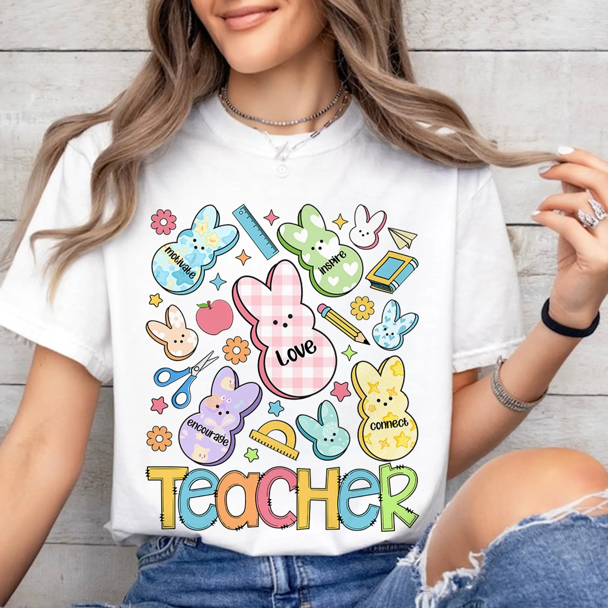 One Hoppy Teacher Shirt, Teacher Bunny Shirt, Teacher Bunny Easter Sweatshirt, Easter Teacher Tee,Easter Teacher Shirt, Easter Teachers Gift