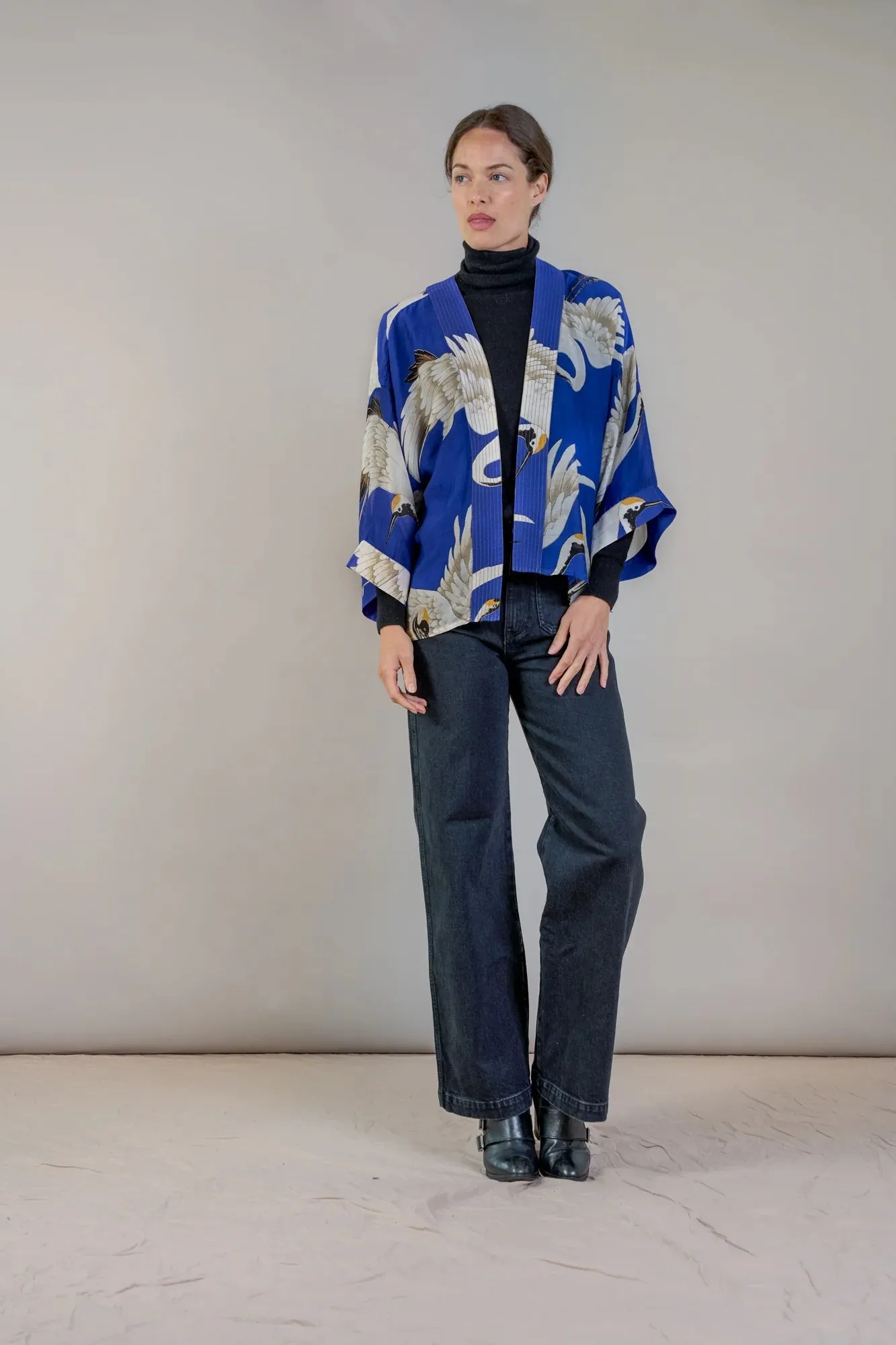 One Hundred Stars Stork Royal Blue Kimono