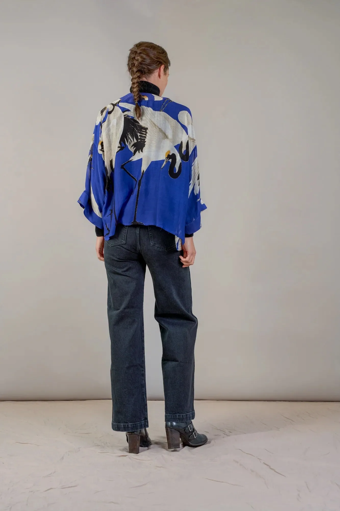 One Hundred Stars Stork Royal Blue Kimono