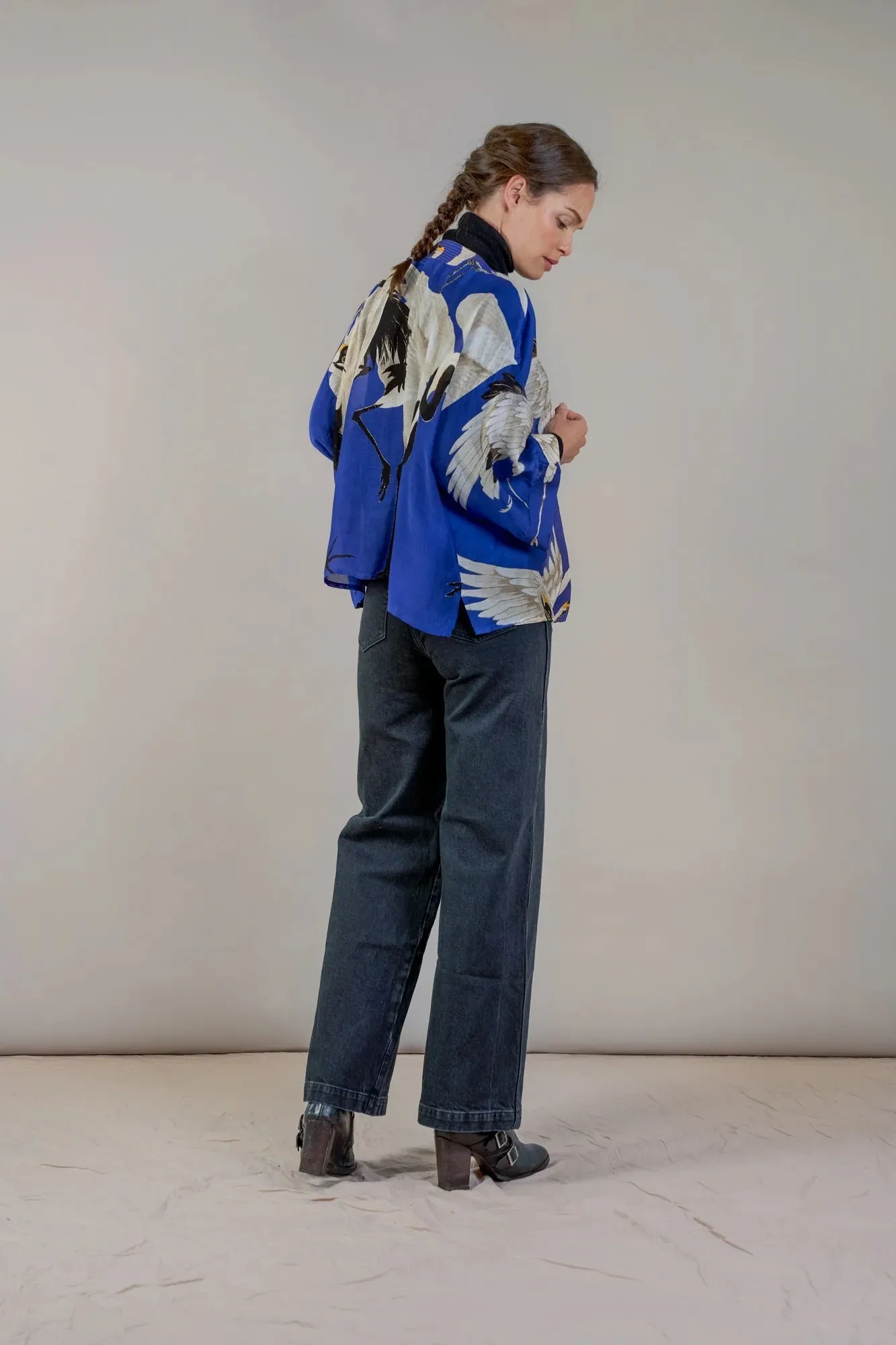 One Hundred Stars Stork Royal Blue Kimono