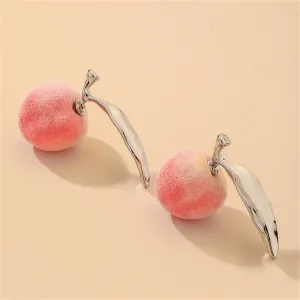 Orange & Silver-Plated Peach Ear Jackets