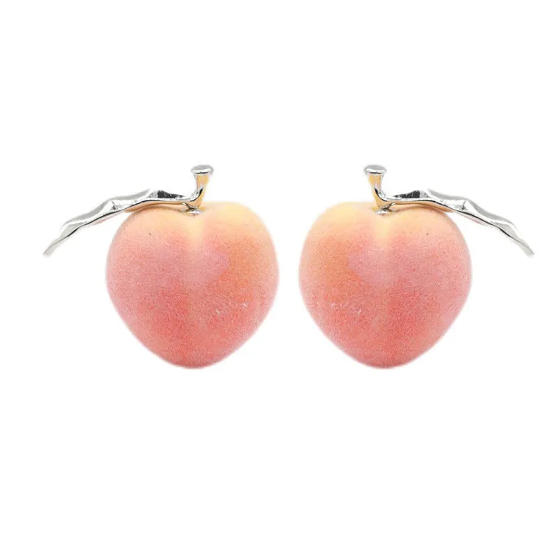 Orange & Silver-Plated Peach Ear Jackets