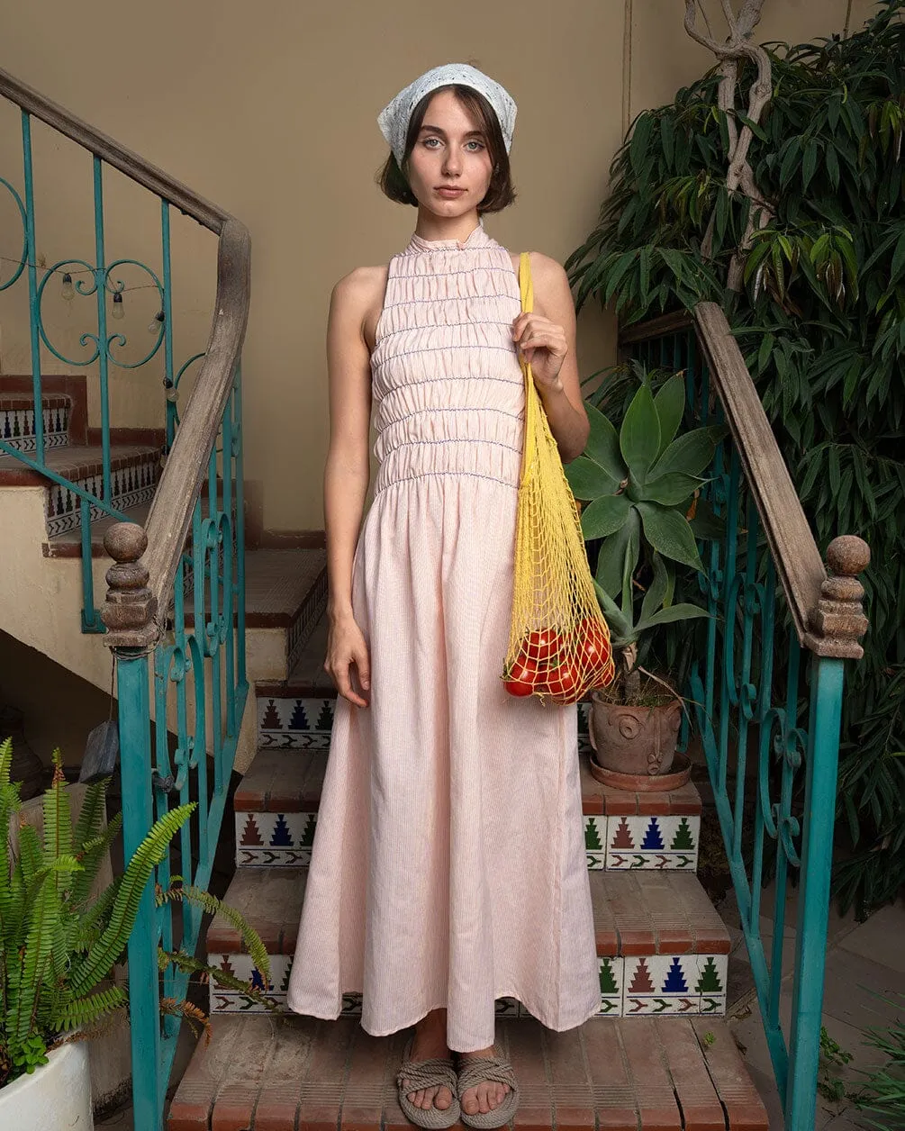 Orange Striped Sleeveless Dress