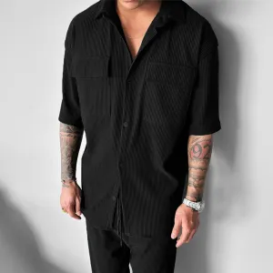 OVERSIZE DOUBLE POCKET SHIRT - BLACK