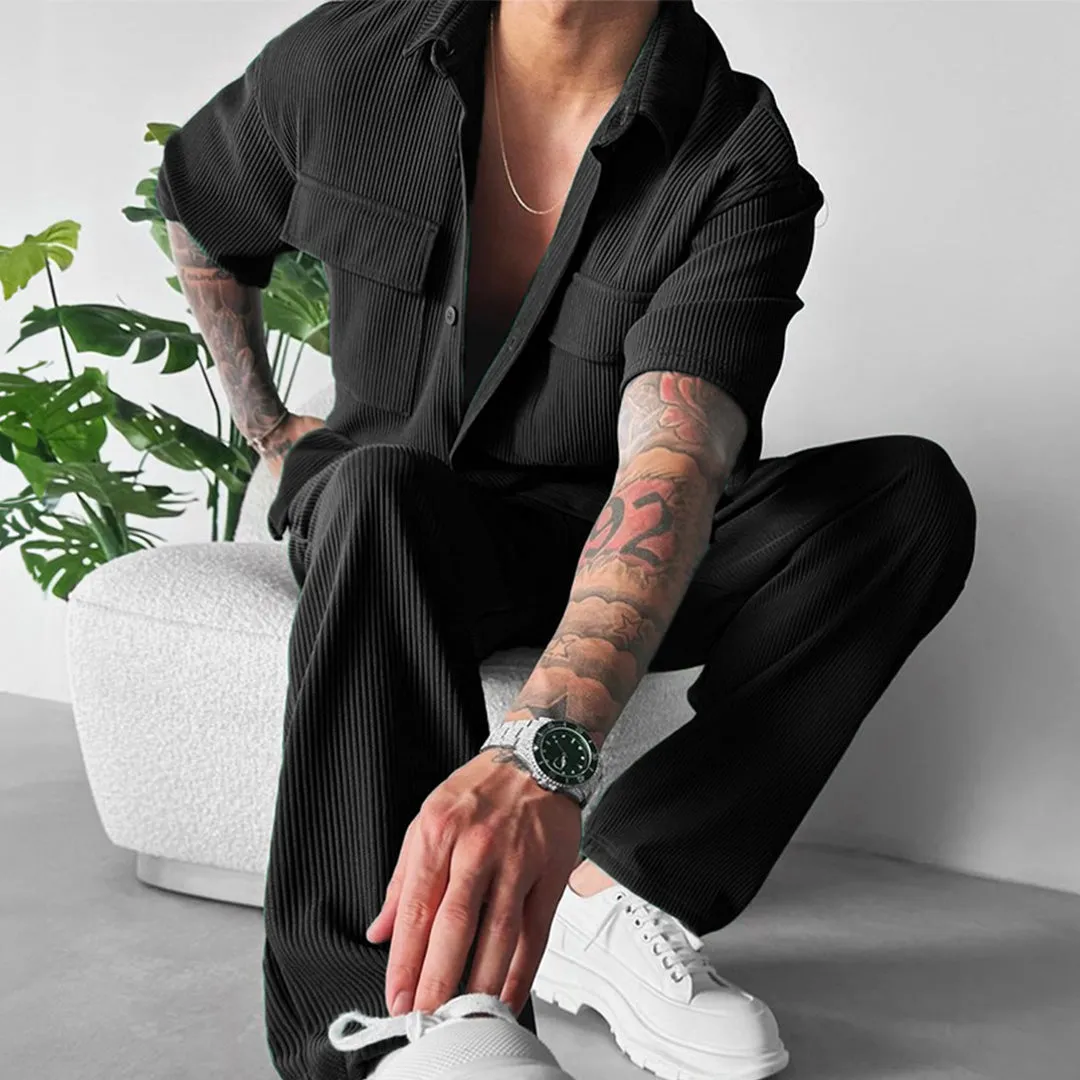 OVERSIZE DOUBLE POCKET SHIRT - BLACK