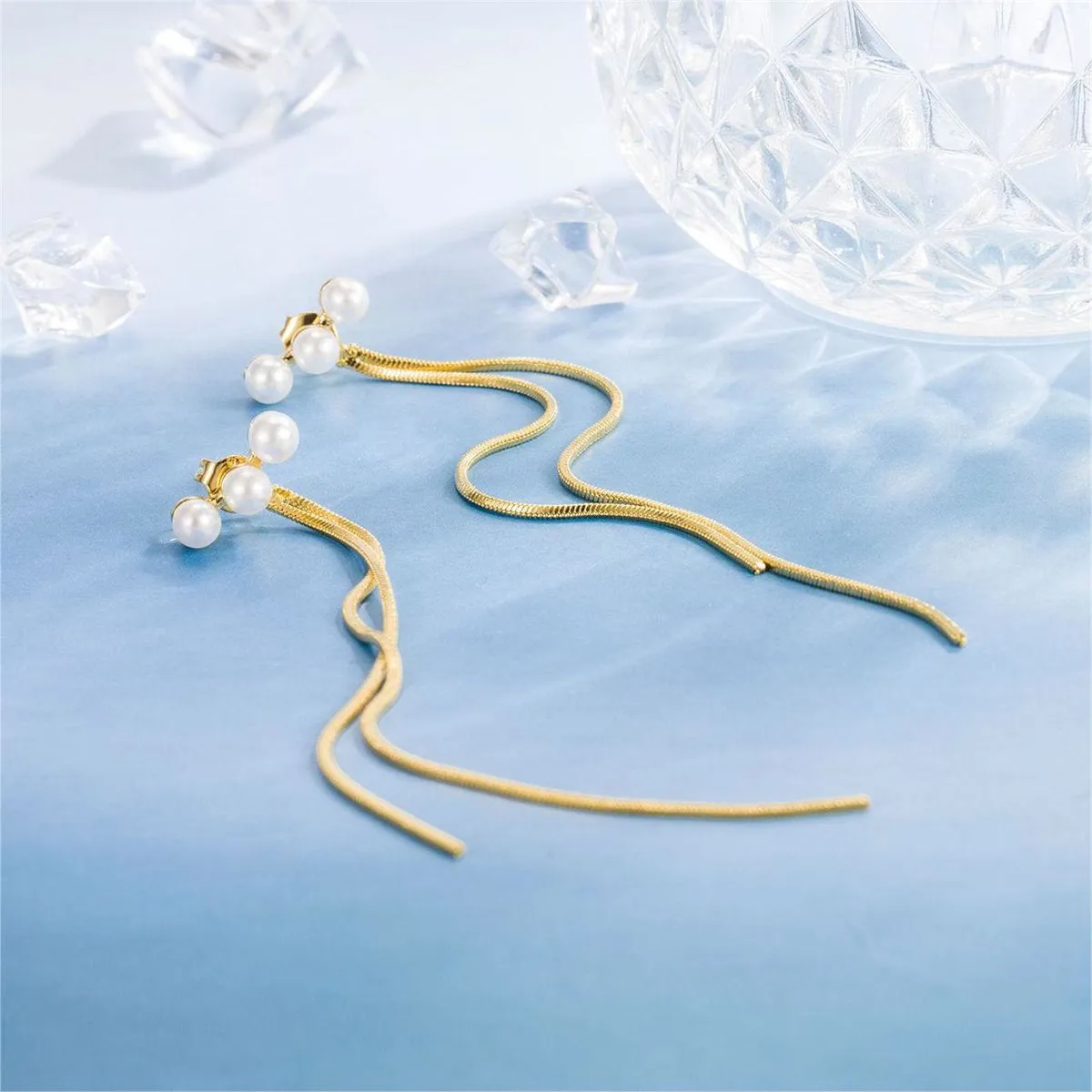 Pearl & 18K Gold-Plated Tassel Ear Jackets