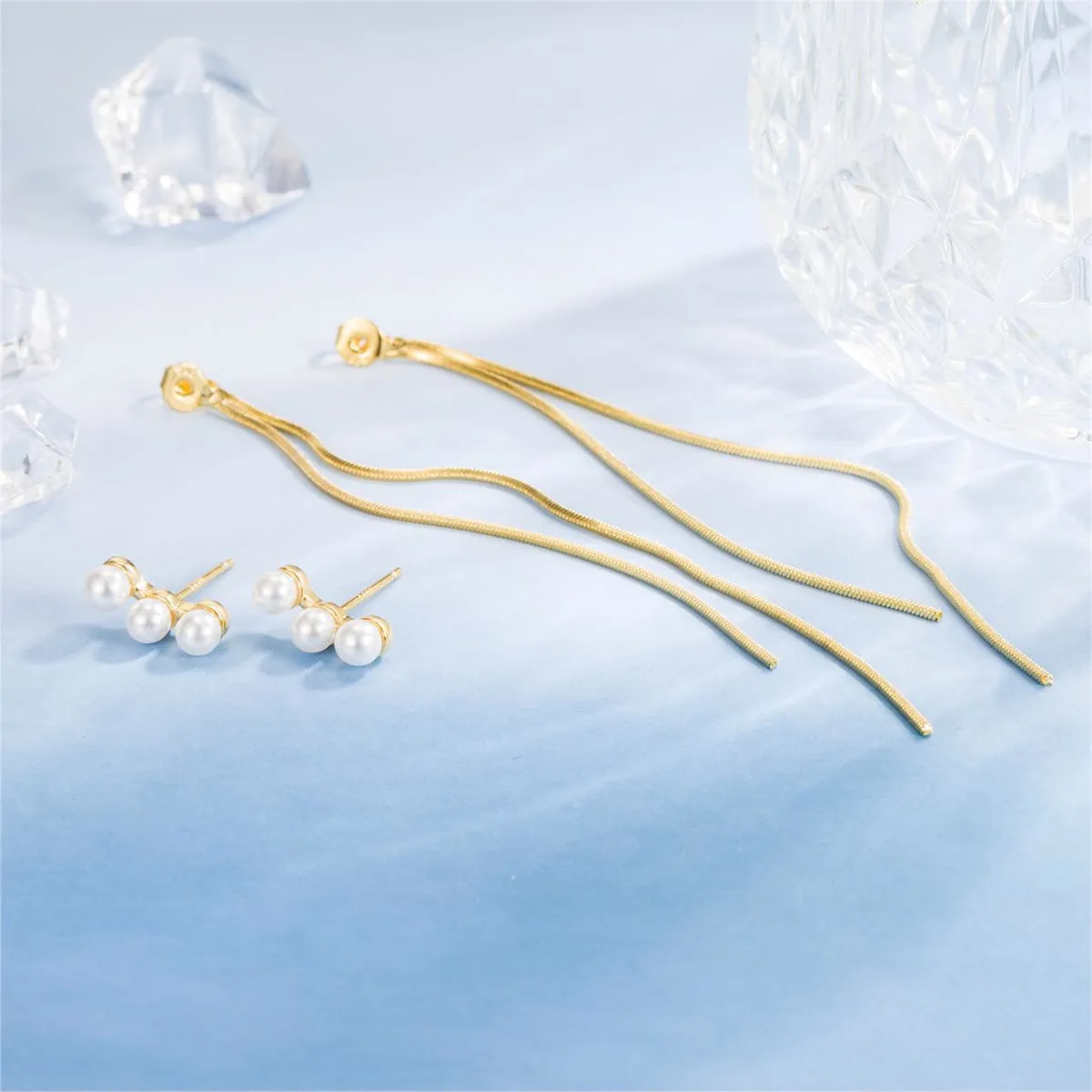 Pearl & 18K Gold-Plated Tassel Ear Jackets