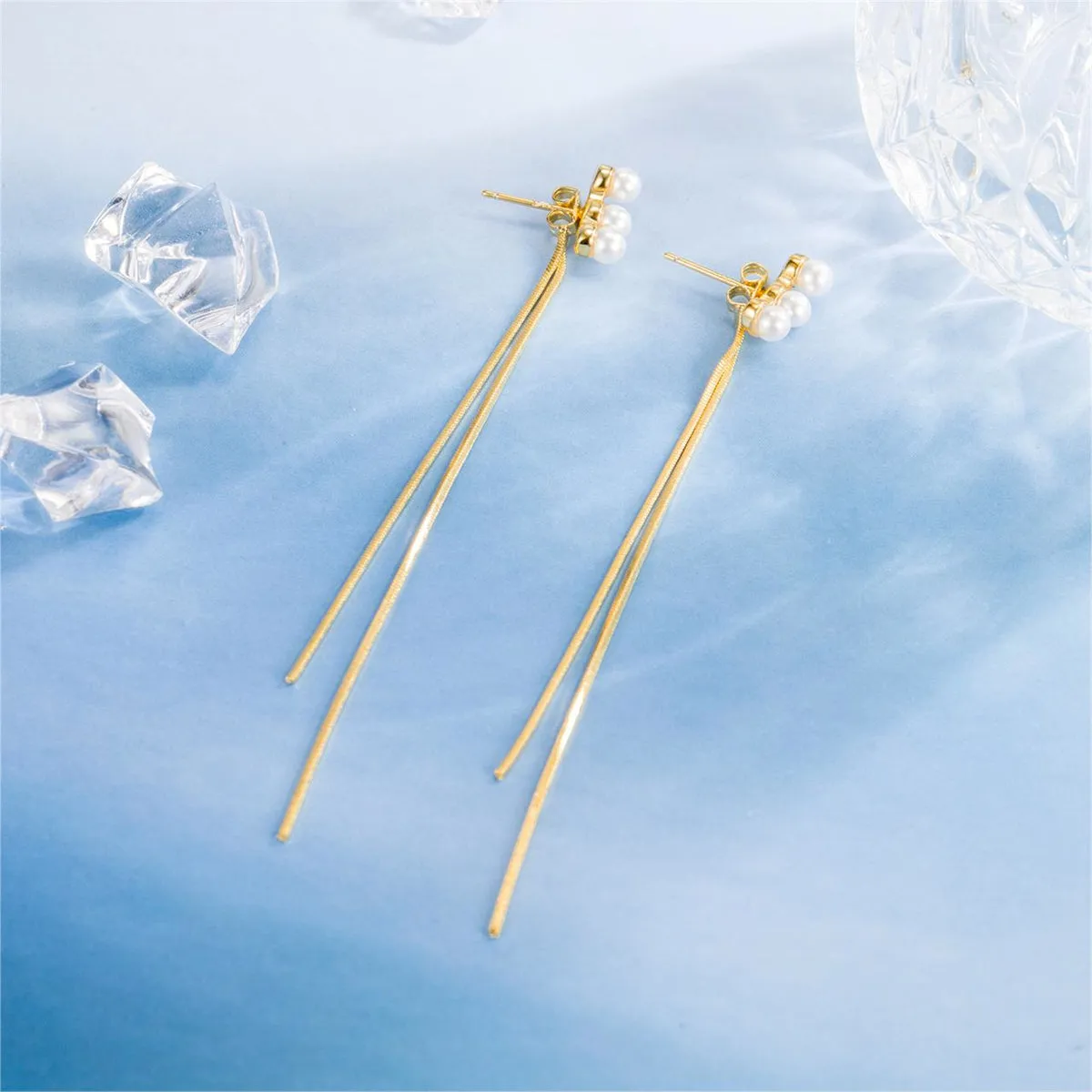 Pearl & 18K Gold-Plated Tassel Ear Jackets