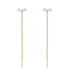 Pearl & 18K Gold-Plated Tassel Ear Jackets
