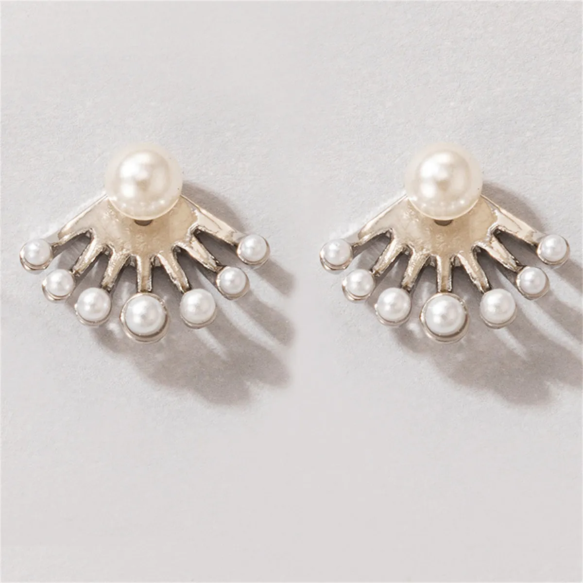 Pearl & Silver-Plated Fan Ear Jackets