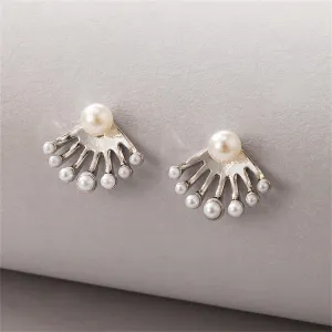 Pearl & Silver-Plated Fan Ear Jackets