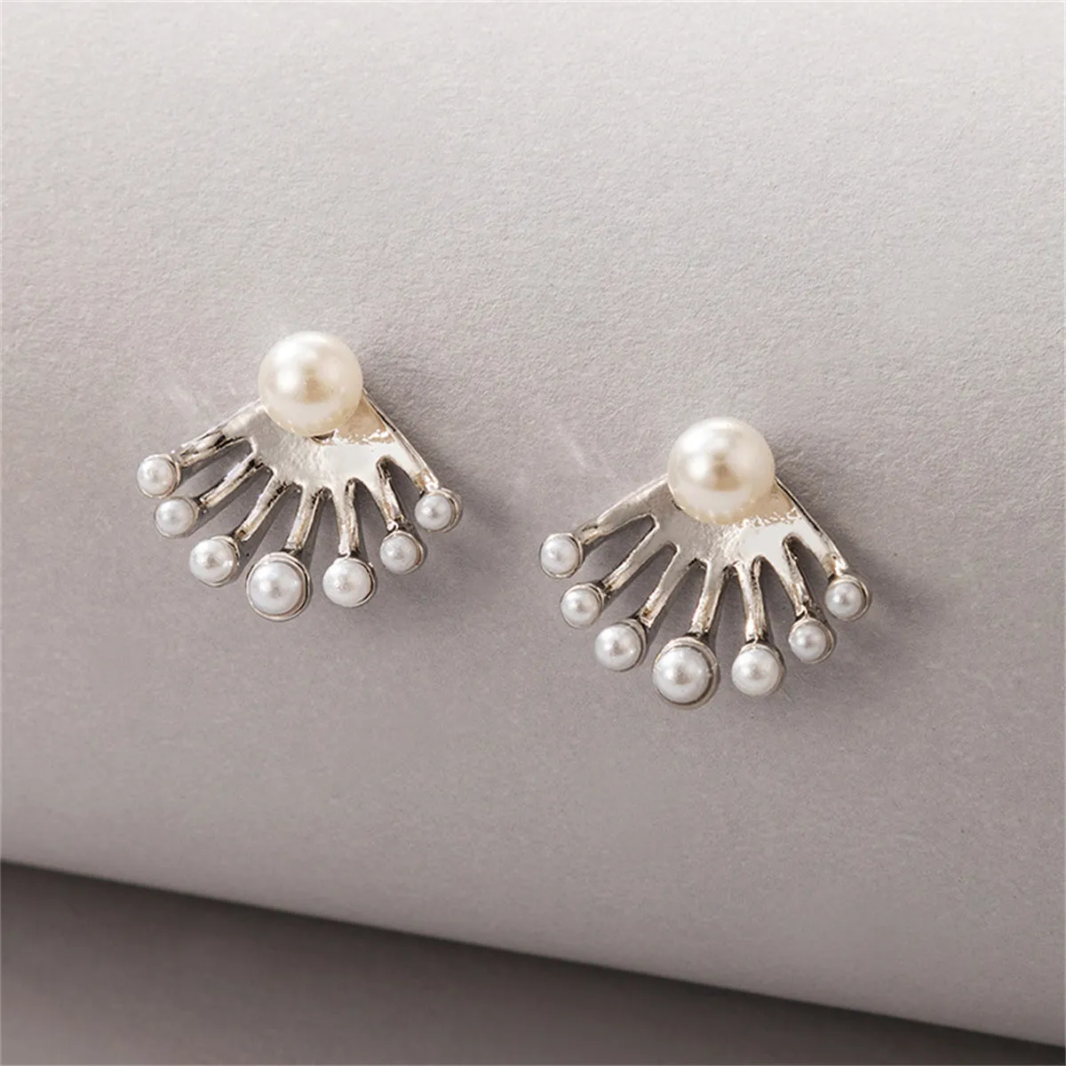 Pearl & Silver-Plated Fan Ear Jackets