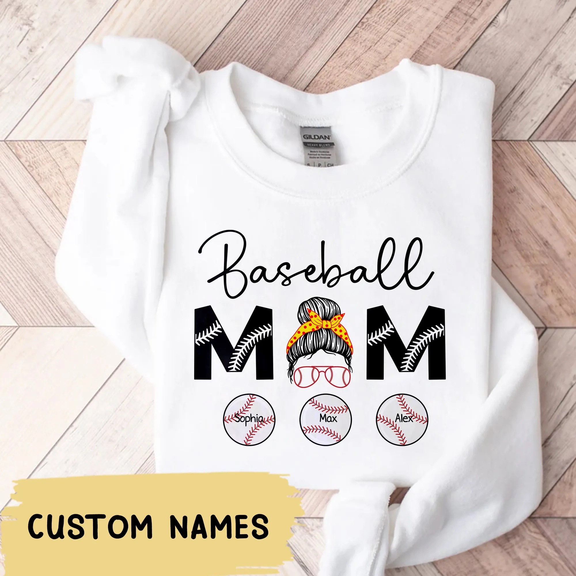 Personalized Baseball Mama Sweatshirt, Baseball Mom Crewneck with Kids Name, Custom Baseball Mom Hoodie, Birthday Gift For Mom, Sports Mama