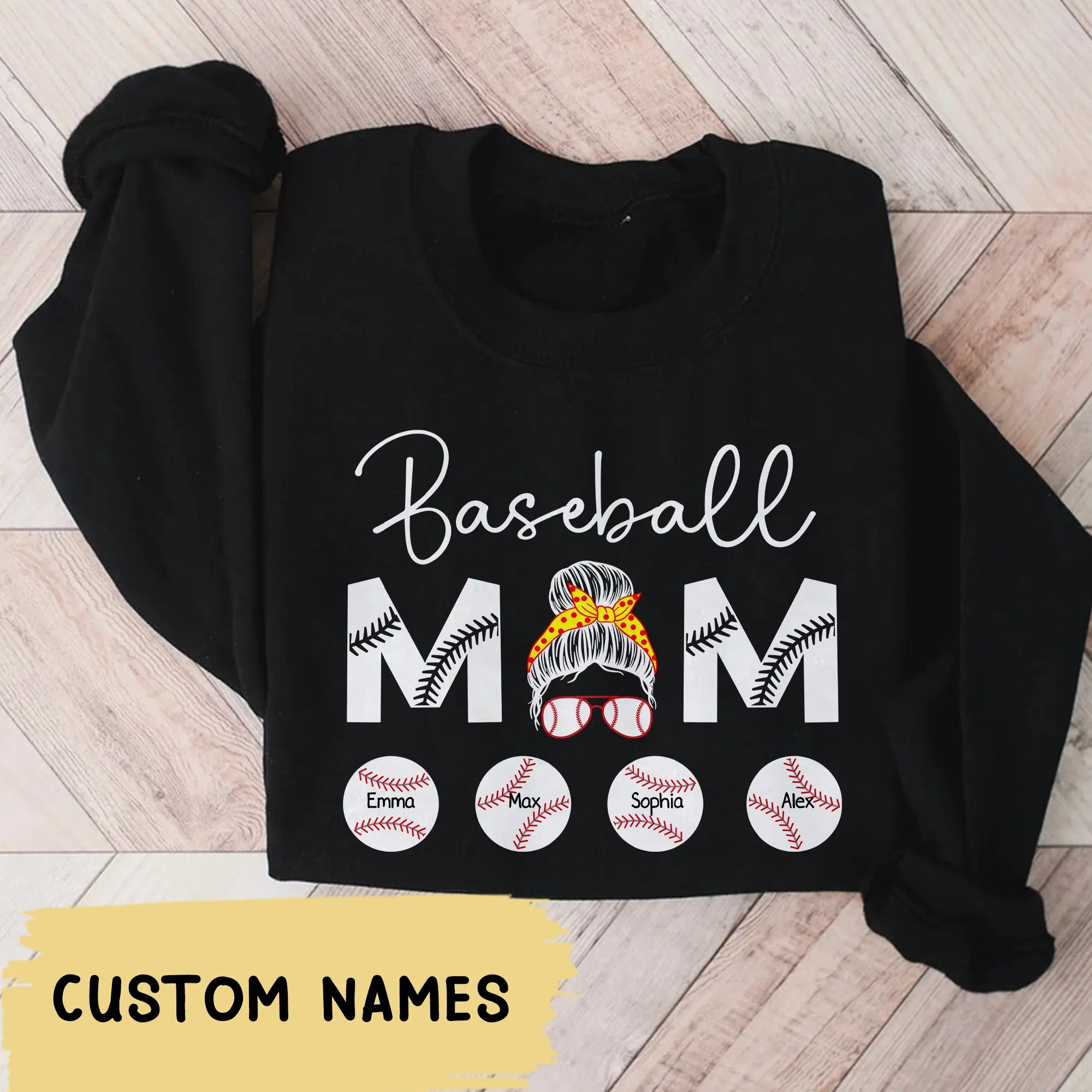 Personalized Baseball Mama Sweatshirt, Baseball Mom Crewneck with Kids Name, Custom Baseball Mom Hoodie, Birthday Gift For Mom, Sports Mama