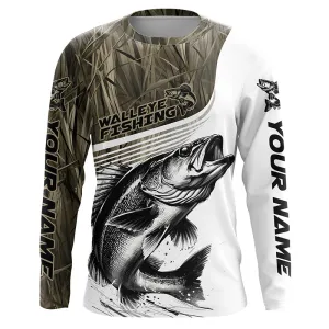 Personalized Walleye Fishing Camo Long Sleeve Fishing Shirts, Walleye Fishing Jerseys IPHW5809