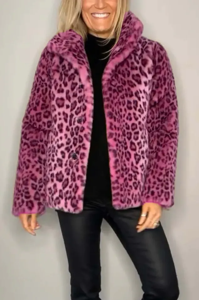 Pillar | classic women's winter coat with leopard print