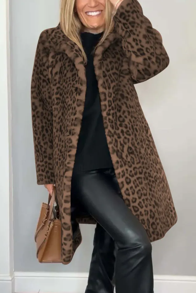 Pillar | classic women's winter coat with leopard print