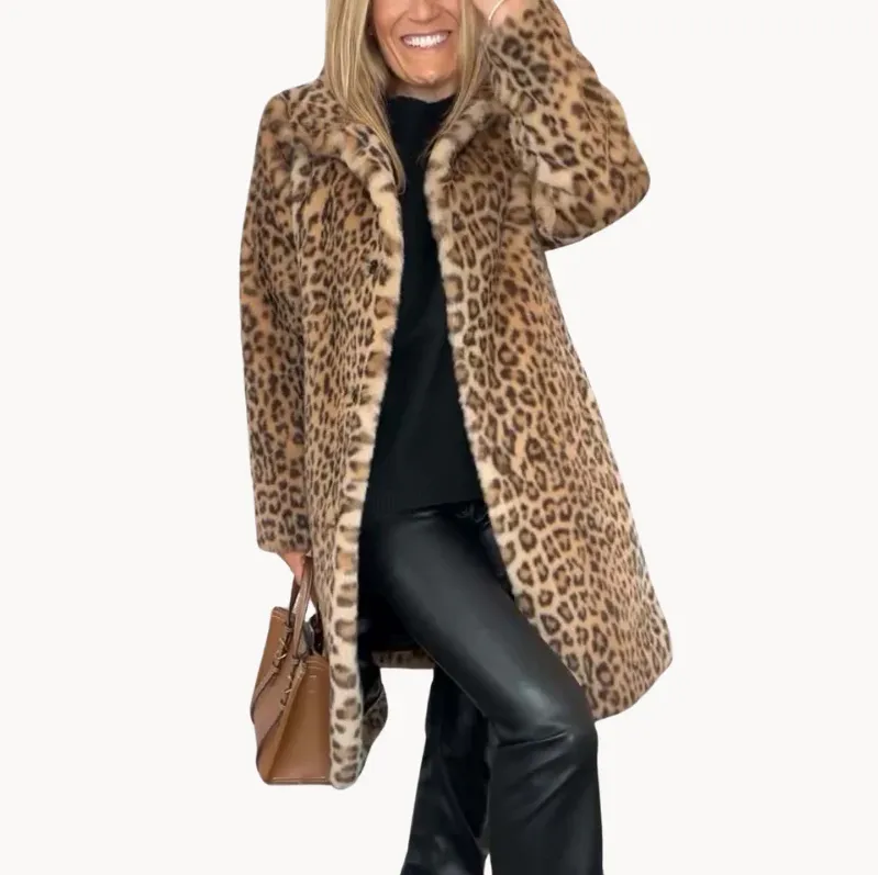 Pillar | classic women's winter coat with leopard print