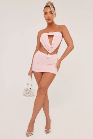 Pink Buckle Detail Cropped Top & Mini Skirt Co-ord Set - Charlotte