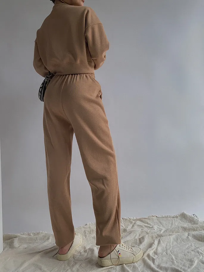 Pique Cropped Sweater -Khaki