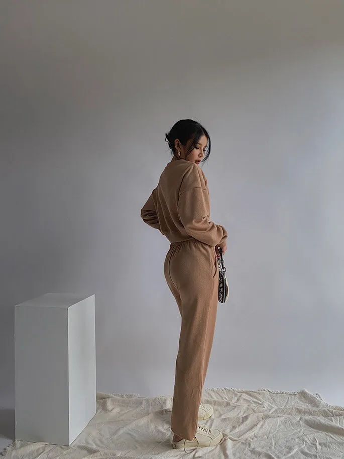 Pique Cropped Sweater -Khaki