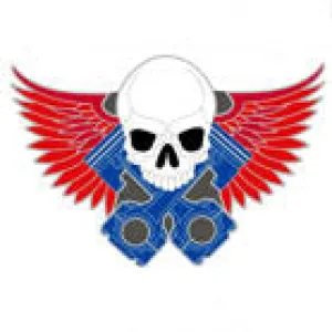 Piston Skull Wings Hat / Jacket Pin - Bold Metal Enamel Accessory