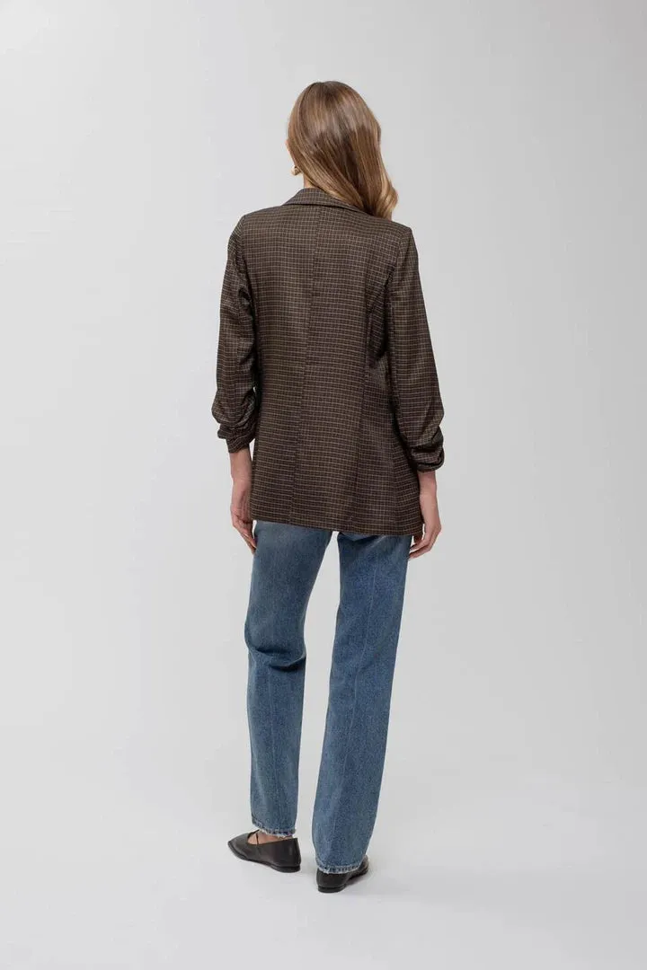 Plaid 3/4 Sleeve Blazer