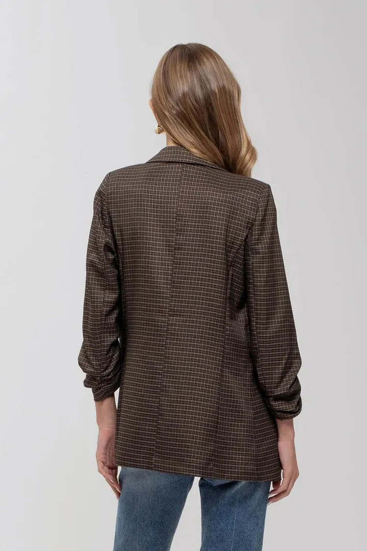 Plaid 3/4 Sleeve Blazer