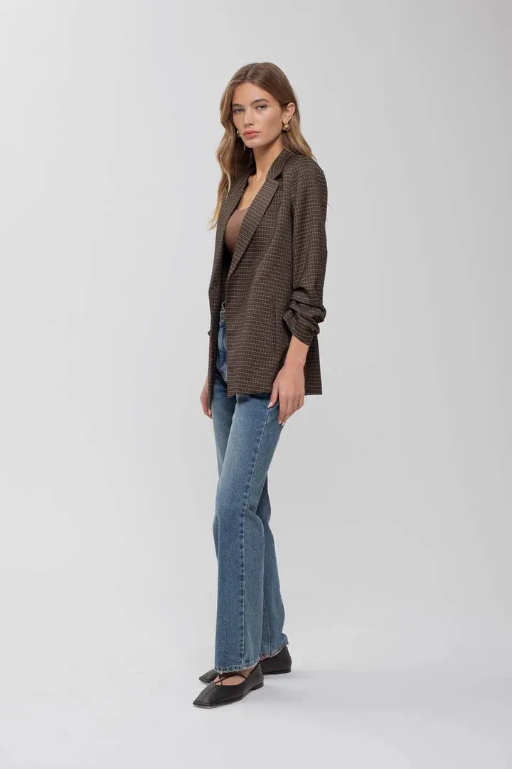 Plaid 3/4 Sleeve Blazer