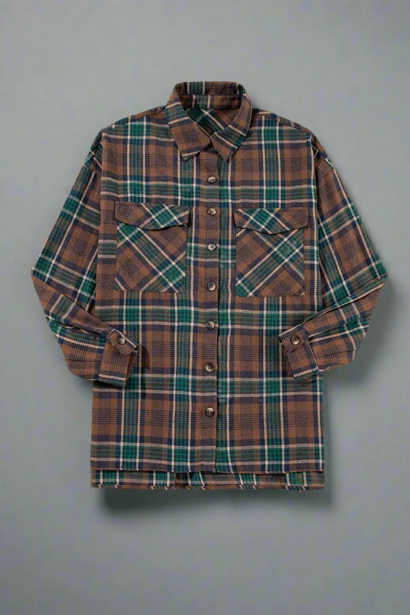 Plaid Button Up Shirt Jacket