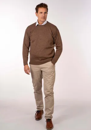 Plain Crew Neck Knit - Brown