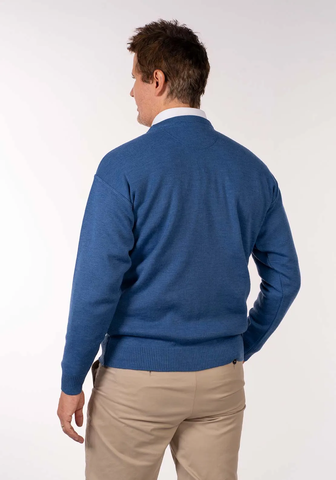 Plain Crew Neck Knit - Denim
