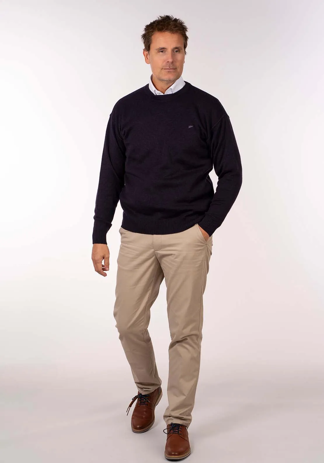 Plain Crew Neck Knit - Poker