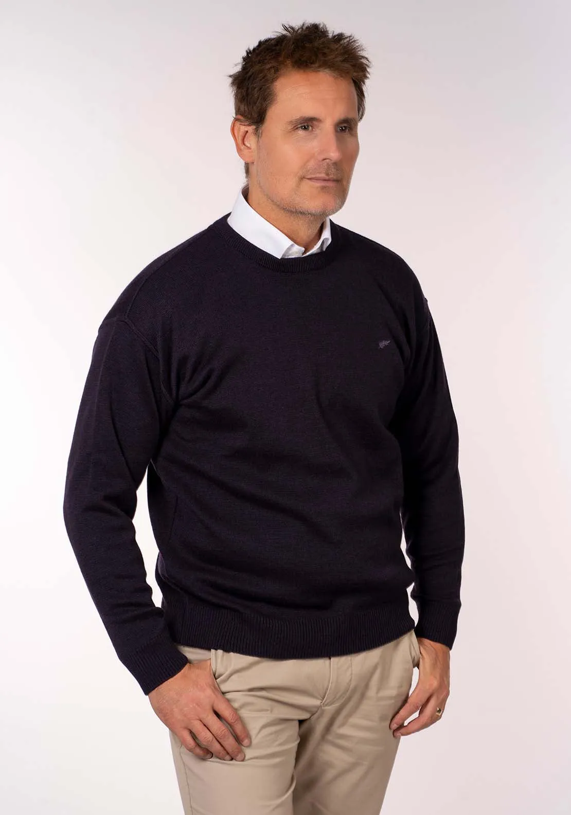 Plain Crew Neck Knit - Poker